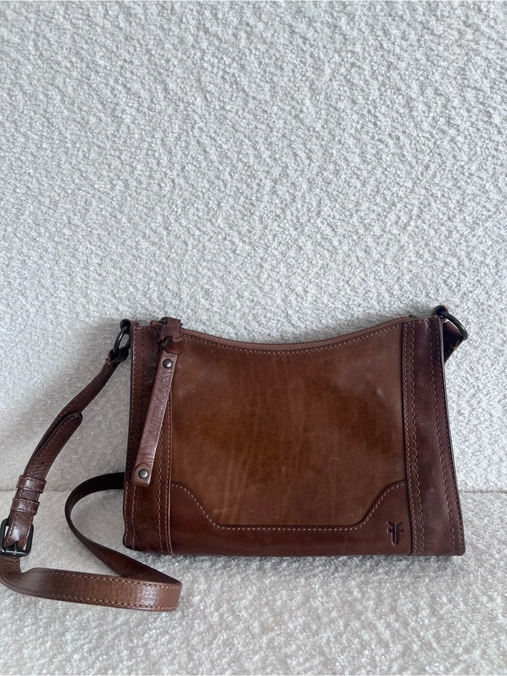 Frye Melissa Zip Crossbody Leather ‎Brown Purse Bag